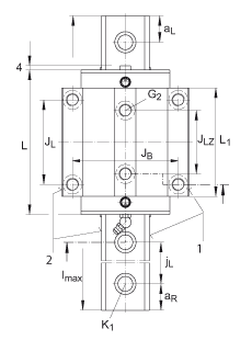 INA 滑块 KWSE45-L, 六排直线循环球轴承及导轨组件用的长滑块
