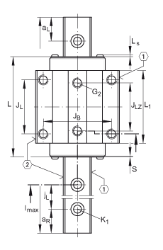 INA 球单轨引导系统 KUVE45-B, 标准滑块，四排满装球；可提供耐腐蚀设计