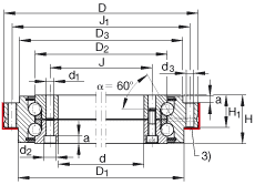 INA 推力角接触球轴承 ZKLDF100, 双向，螺钉安装，两侧带密封盖