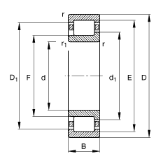 FAG 圆柱滚子轴承 NJ2305-E-TVP2, 根据 DIN 5412-1 标准的主要尺寸, 半定位轴承, 可分离, 带保持架