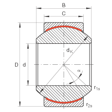 INA 关节轴承 GE8-PW, 根据 DIN ISO 12 240-1 标准，尺寸系列 K，免维护