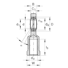INA 杆端轴承 GIR25-DO, 根据 DIN ISO 12 240-4 标准，带右旋内螺纹，需维护