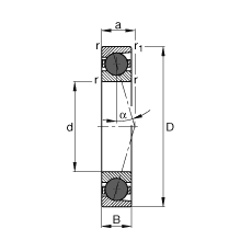 FAG 主轴轴承 HCB71911-C-T-P4S, 调节，成对或单元安装，接触角 α = 15°，陶瓷球，限制公差