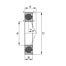 FAG 主轴轴承 HCB7203-E-T-P4S, 调节，成对或单元安装，接触角 α = 25°，陶瓷球，限制公差