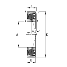 FAG 主轴轴承 HCB7022-C-2RSD-T-P4S, 调节，成对或单元安装，接触角 α = 15°，陶瓷球，两侧唇密封，非接触，限制公差