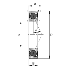 FAG 主轴轴承 HCB7002-E-2RSD-T-P4S, 调节，成对或单元安装，接触角 α = 25°，陶瓷球，两侧唇密封，非接触，限制公差