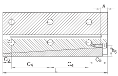 INA 平板保持架引导系统 ML8035, 带活动夹条及弯成一定角度的圆柱滚子平板保持架的M型导轨；可提供耐腐蚀设计
