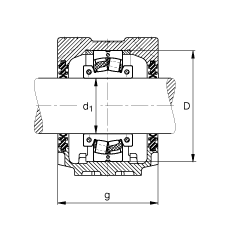 FAG 直立式轴承座 SNV120-L + 222S.204 + DH513X203, 根据 DIN 736/DIN737 标准的主要尺寸，剖分的调心滚子轴承，双唇密封，脂和油润滑