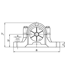 FAG 直立式轴承座 SNV180-L + 23220-E1-TVPB + DHV220, 根据 DIN 738/DIN739 标准的主要尺寸，剖分，带圆柱孔和紧定套的调心滚子轴承，V 型圈密封，脂和油润滑