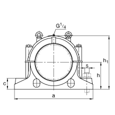 FAG 直立式轴承座 SD3148-H-TS-AF-L + 231SM220-MA, 剖分的调心滚子轴承，迷宫密封，脂润滑