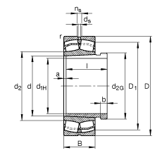 FAG 调心滚子轴承 22313-E1-K + AH2313G, 根据 DIN 635-2 标准的主要尺寸, 带锥孔和退卸套