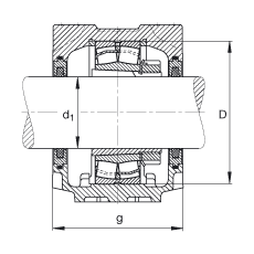 FAG 直立式轴承座 SNV170-L + 22316-E1-K + H2316X214 + FSV616X214, 根据 DIN 736/DIN737 标准的主要尺寸，剖分，带锥孔和紧定套的调心滚子轴承，毛毡密封，脂和油润滑