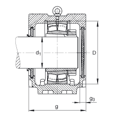 FAG 直立式轴承座 SNV215-L + 21320-E1-K-TVPB + H320 + DHV620, 根据 DIN 736/DIN737 标准的主要尺寸，剖分，带锥孔和紧定套的调心滚子轴承，V 型圈密封，脂和油润滑