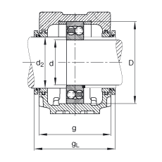 FAG 直立式轴承座 SNV170-L + 2316-M + TSV316, 根据 DIN 738/DIN739 标准的主要尺寸，剖分，带圆柱孔和紧定套的自调心球轴承，迷宫密封，脂和油润滑