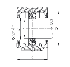 FAG 直立式轴承座 SNV140-L + 1313-TVH + FSV313, 根据 DIN 738/DIN739 标准的主要尺寸，剖分，带圆柱孔和紧定套的自调心球轴承，毛毡密封，脂和油润滑