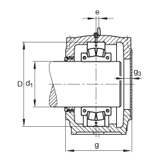 FAG 直立式轴承座 SD3148-H-TS-AF-L + 231SM220-MA, 剖分的调心滚子轴承，迷宫密封，脂润滑